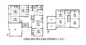 南砺市法林寺、中古一戸建ての間取り画像です