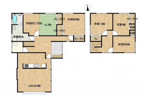 砺波市木下、中古一戸建ての間取り画像です