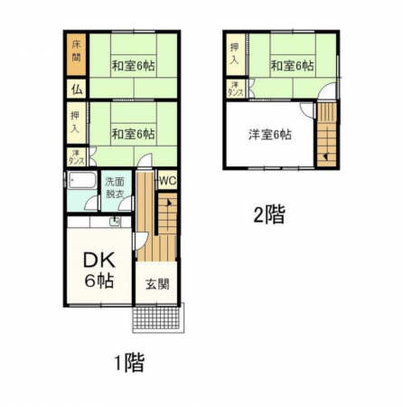 砺波市石丸、中古一戸建ての間取り画像です