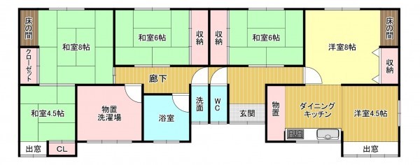 南砺市八塚、中古一戸建ての間取り画像です