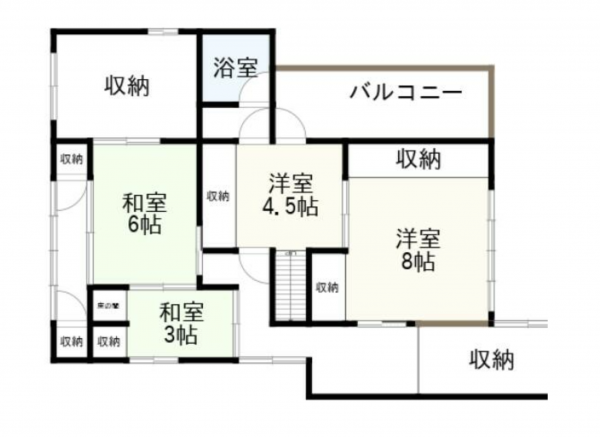 南砺市城端、中古一戸建ての間取り画像です
