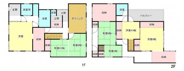 南砺市城端、中古一戸建ての間取り画像です