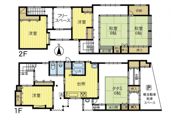 小矢部市畠中町、中古一戸建ての間取り画像です
