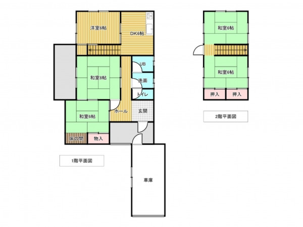 南砺市天神、中古一戸建ての間取り画像です