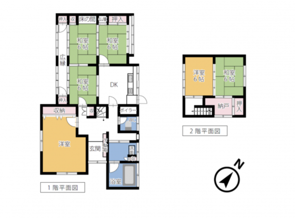 小矢部市芹川、中古一戸建ての間取り画像です