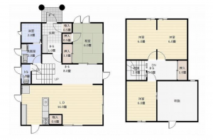 南砺市利賀村、中古一戸建ての間取り画像です