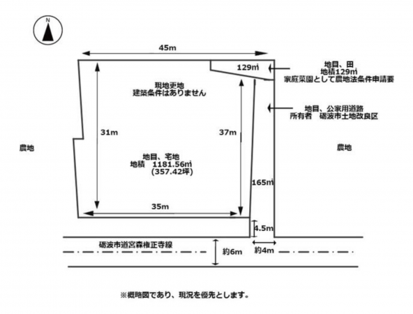 砺波市宮森、土地の間取り画像です
