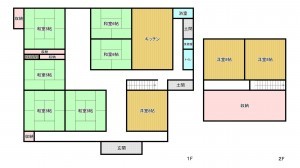南砺市沖、中古一戸建ての間取り画像です