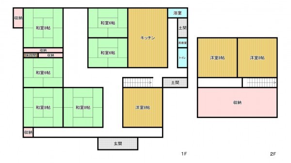 南砺市沖、中古一戸建ての間取り画像です