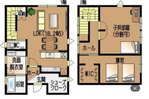 砺波市庄川町、中古一戸建ての間取り画像です