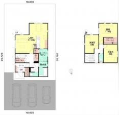 砺波市矢木、新築一戸建ての間取り画像です