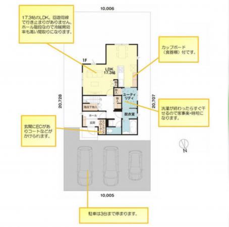 砺波市矢木、新築一戸建ての間取り画像です