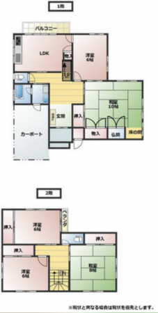 砺波市柳瀬、中古一戸建ての間取り画像です