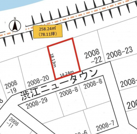 小矢部市渋江、土地の間取り画像です