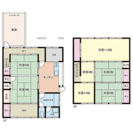 南砺市、中古一戸建ての間取り画像です