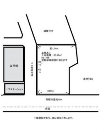 南砺市野尻、土地の間取り画像です