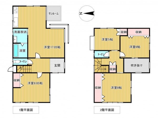 砺波市秋元、中古一戸建ての間取り画像です
