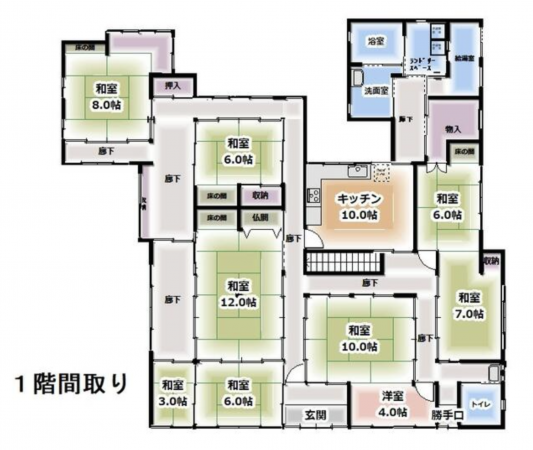 小矢部市岡、中古一戸建ての間取り画像です