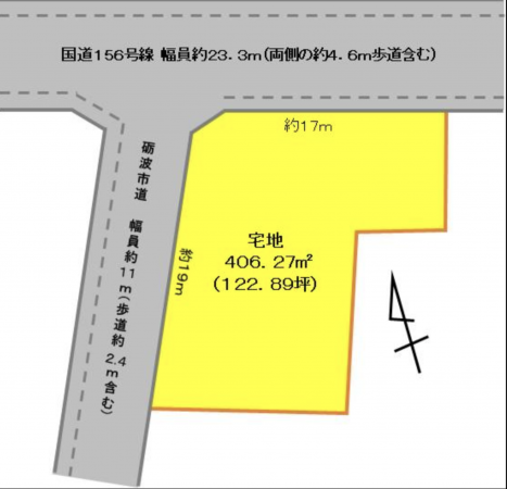 砺波市庄川町、土地の間取り画像です