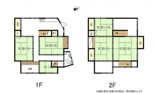 南砺市、中古一戸建ての間取り画像です