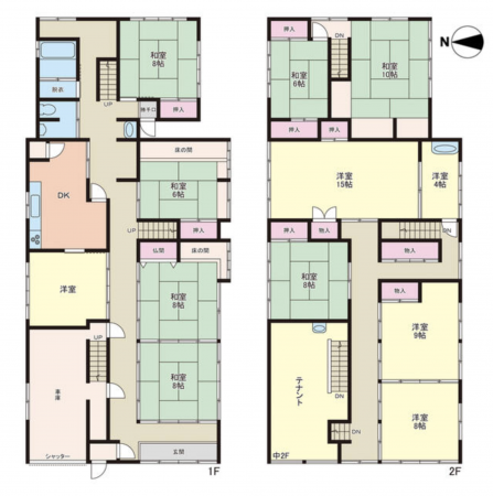 砺波市福岡、中古一戸建ての間取り画像です