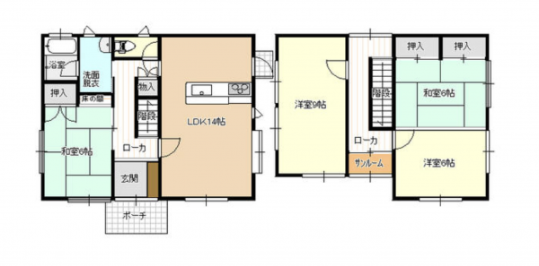 小矢部市石坂、中古一戸建ての間取り画像です