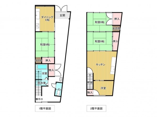小矢部市西福町、中古一戸建ての間取り画像です