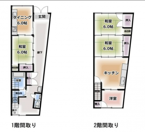 小矢部市西福町、中古一戸建ての間取り画像です