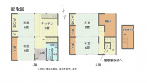 南砺市福野、中古一戸建ての間取り画像です