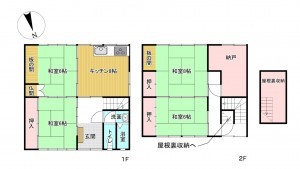 南砺市福野、中古一戸建ての間取り画像です