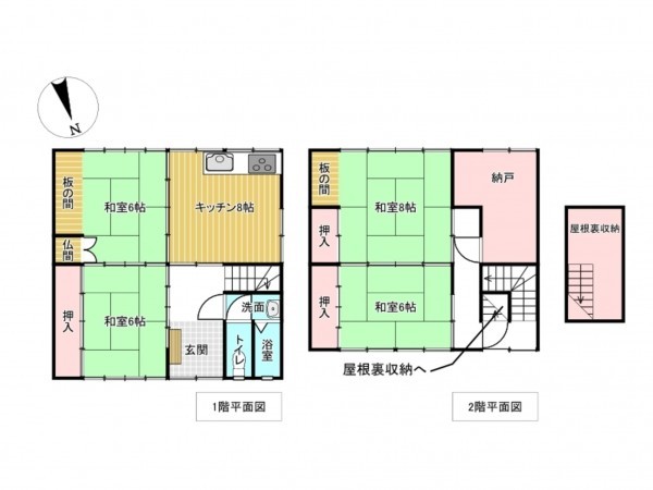 南砺市福野、中古一戸建ての間取り画像です
