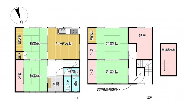 南砺市福野、中古一戸建ての間取り画像です