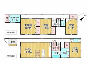 砺波市太郎丸、新築一戸建ての間取り画像です