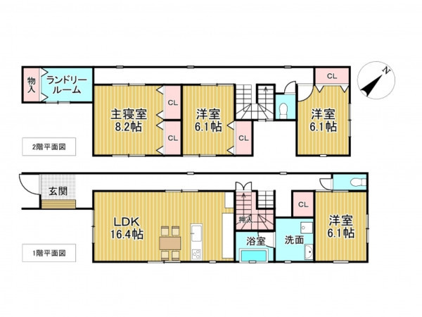 砺波市太郎丸、新築一戸建ての間取り画像です