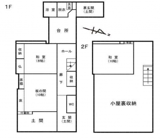 砺波市表町、中古一戸建ての間取り画像です