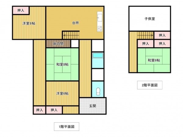 小矢部市鷲島、中古一戸建ての間取り画像です
