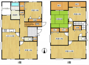 南砺市柴田屋、中古一戸建ての間取り画像です