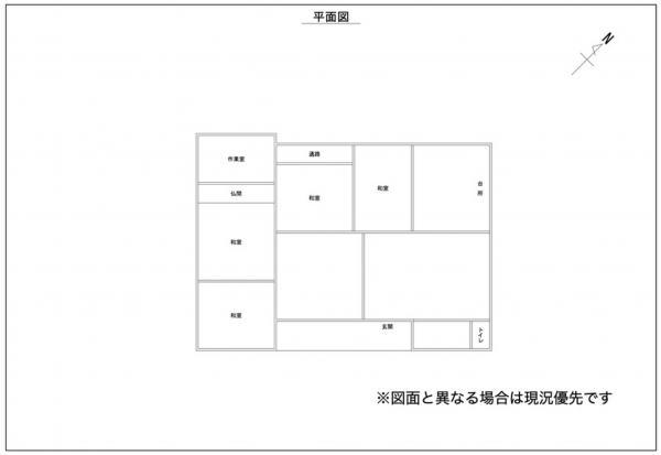 南砺市西明、中古一戸建ての間取り画像です