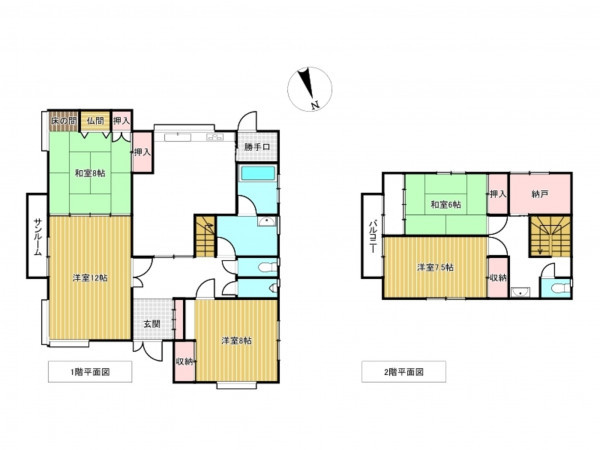 南砺市安室、中古一戸建ての間取り画像です