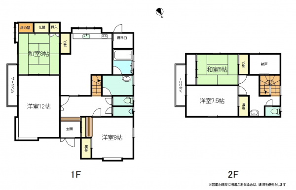 南砺市安室、中古一戸建ての間取り画像です