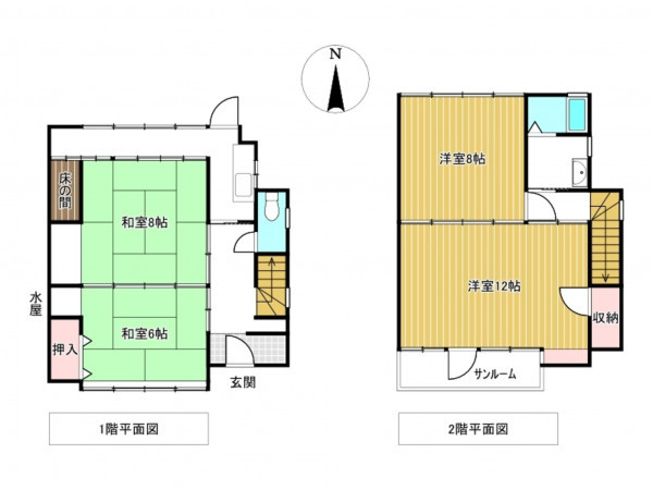 南砺市本町、中古一戸建ての間取り画像です