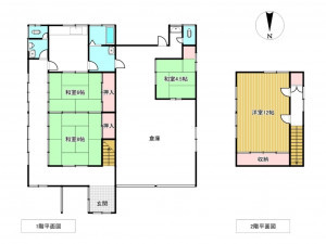 南砺市坪野、中古一戸建ての間取り画像です