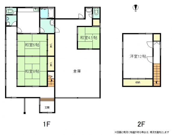 南砺市坪野、中古一戸建ての間取り画像です