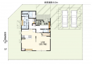 砺波市宮村、新築一戸建ての間取り画像です