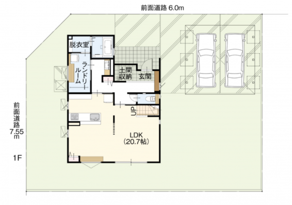 砺波市宮村、新築一戸建ての間取り画像です
