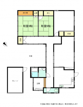 南砺市北川、中古一戸建ての間取り画像です