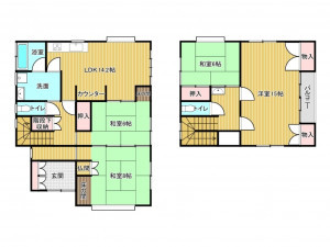 砺波市秋元、中古一戸建ての間取り画像です