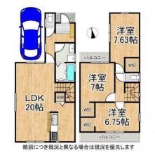 神戸市垂水区星陵台、新築一戸建ての間取り画像です