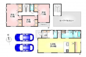神戸市垂水区星が丘、新築一戸建ての間取り画像です