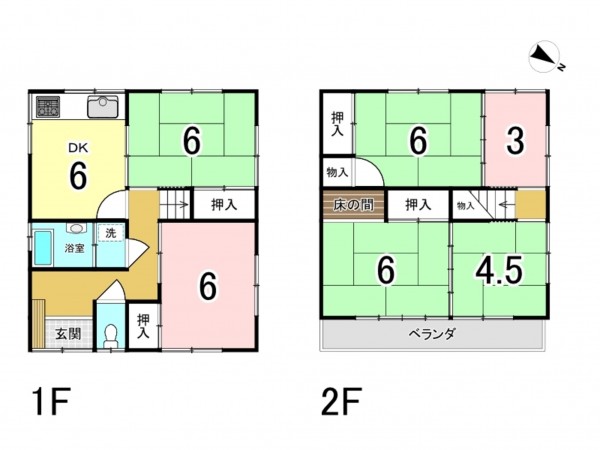 神戸市垂水区舞子坂、中古一戸建ての間取り画像です